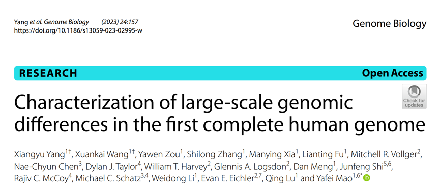 上海交大毛亚飞团队与李卫东团队联合发文精准表征人类完整基因组中的大尺度结构变异